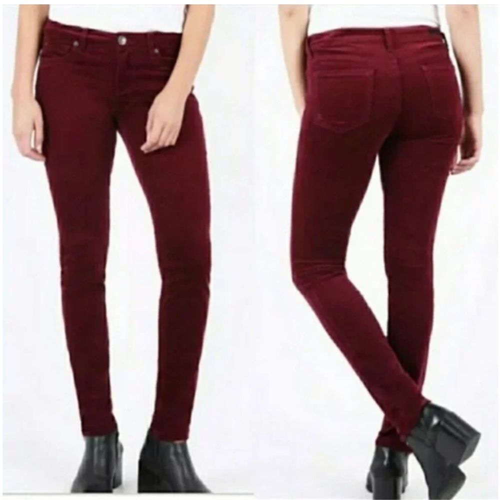 Edyson Hampton Skinny Burgundy Corduroy Pants size 32 5 Pocket Cotton